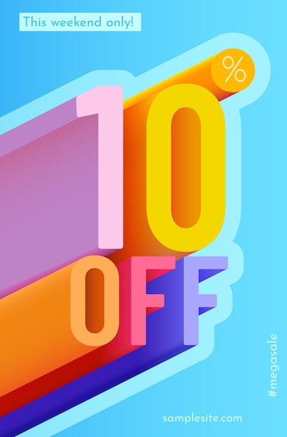 Vector 10 percent off discount creative composition mega sale