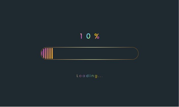 10 percent rainbow downloading bar loading bar banner for user interface colorful Futuristic.