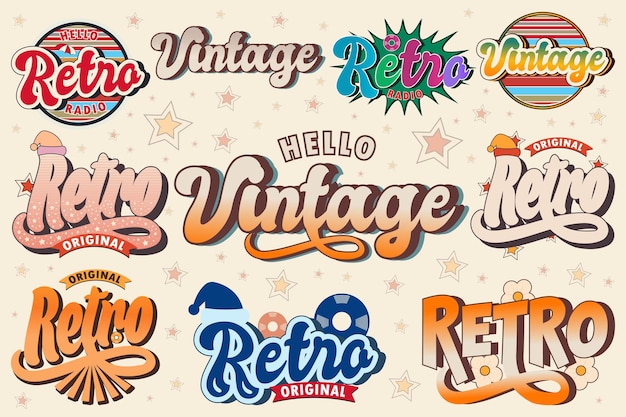 10 Retro Vintage T- Shirt Design Bundle. Retro and classic text style classic background.