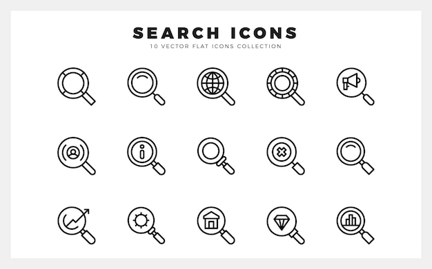 Vector 10 search lineal color icon pack vector illustration
