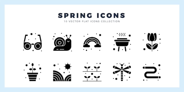 Vector 10 spring glyph icon pack vector illustration