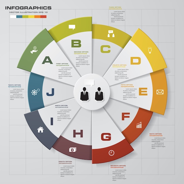 10 stappen infografics grafieksjabloon.