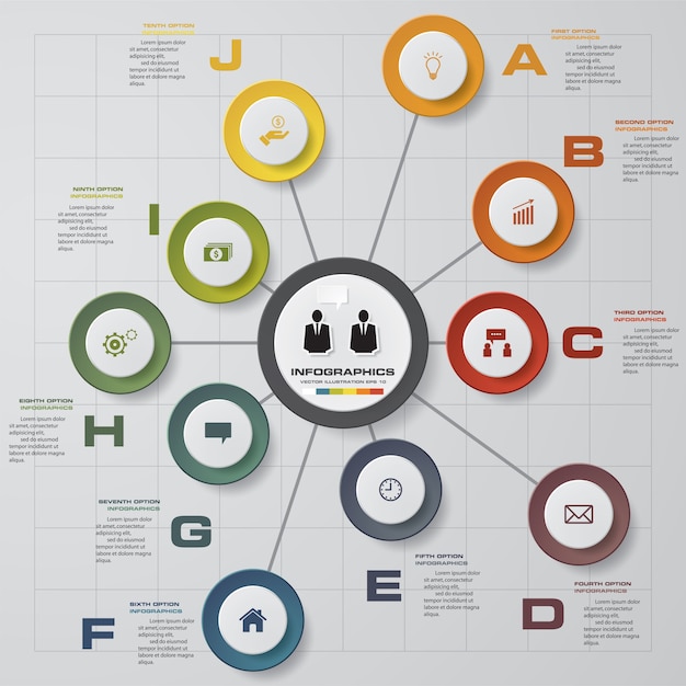 10 stappen infografics grafieksjabloon.