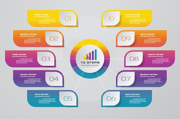 10 stappen proces grafiek infographics element.