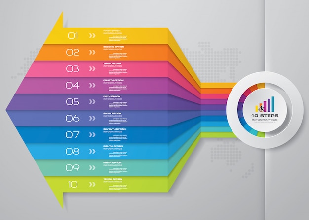 10 stappen van pijl infographicsmalplaatje.