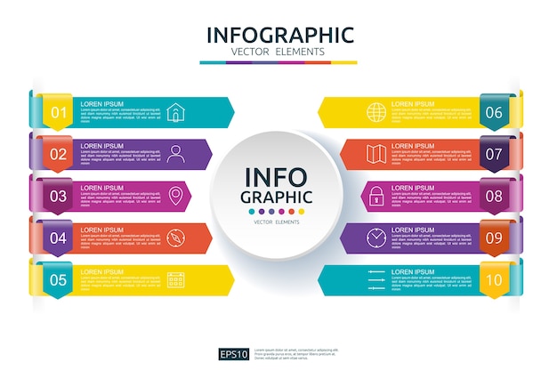 10 단계 비즈니스 infographic 디자인 서식 파일