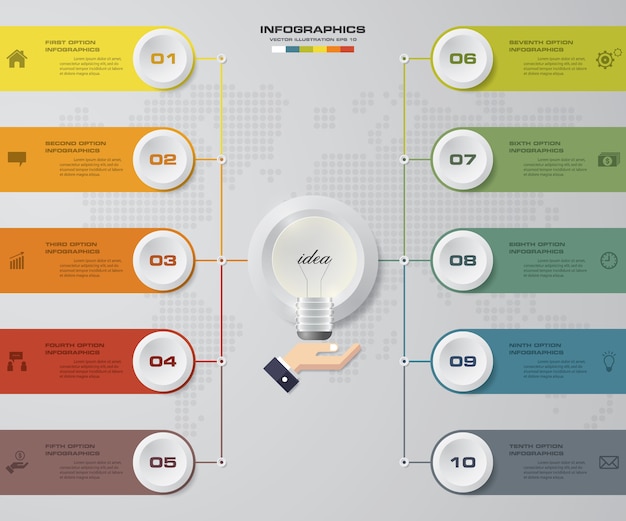 10 steps infografics template for presentation.