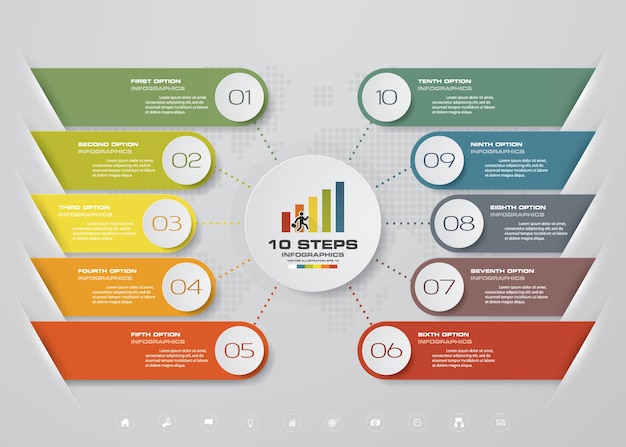 10 steps Infographics element chart for presentation.