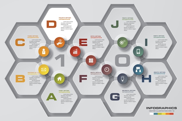 10 steps process infographics element for presentation.