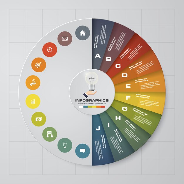 10 steps process infographics element for presentation.