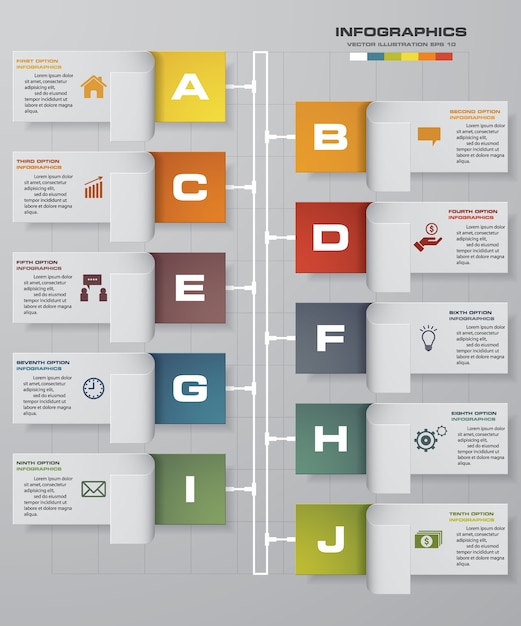 10ステップタイムラインのInfographic要素。