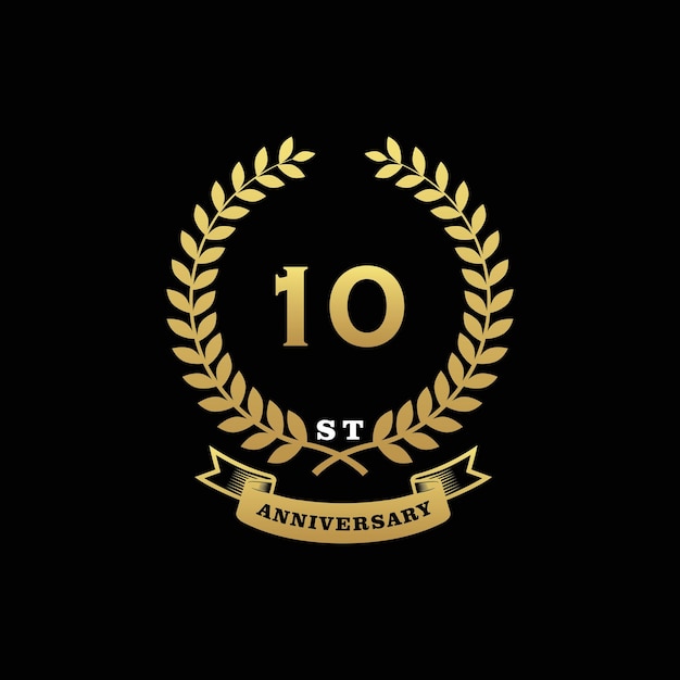 벡터 10주년 로고 골드