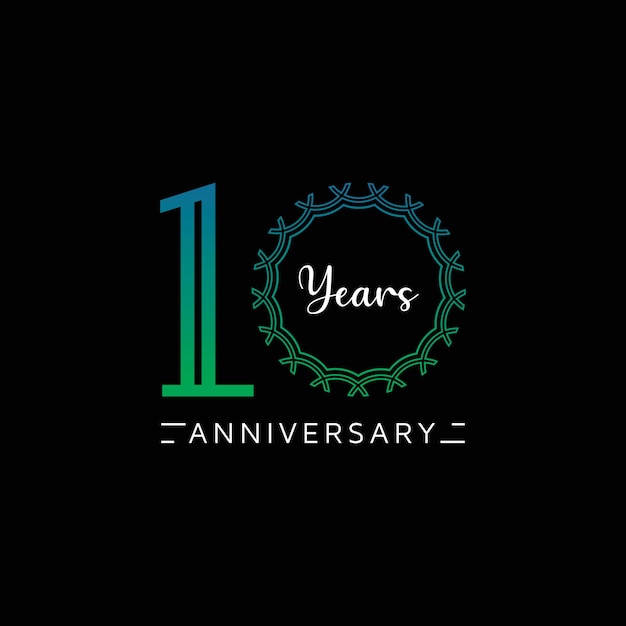 黒の背景に10周年記念ロゴのグラデーション
