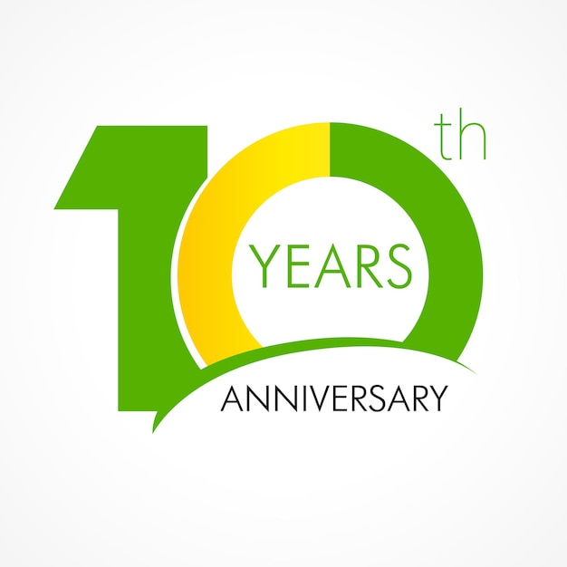 10° anniversario numeri logotipo di 10 anni numero icona verde grafico astratto isolato
