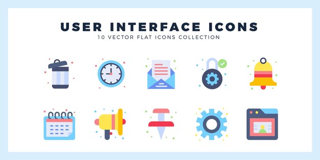 10 User Interface Flat icon pack vector illustration