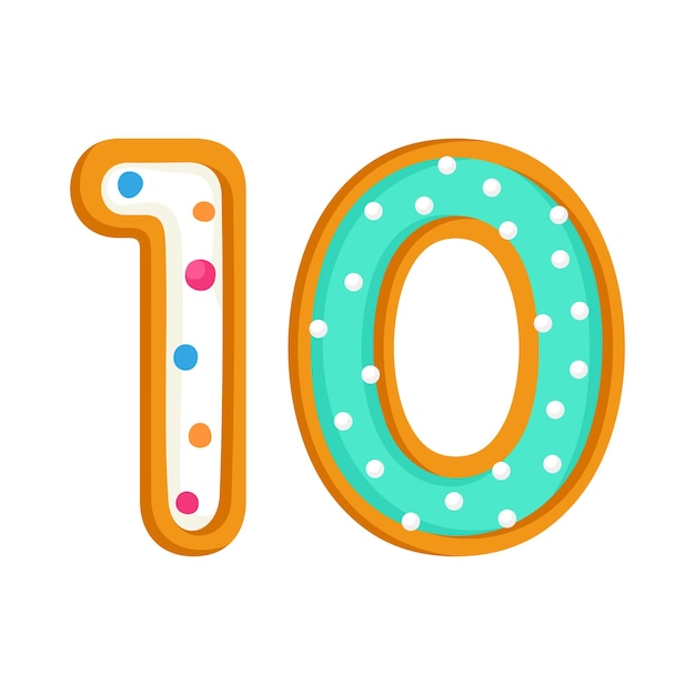 10 verjaardag zoete koekjes getal vector illustratie