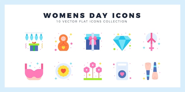 10 Womens Day Flat icon pack vector illustration