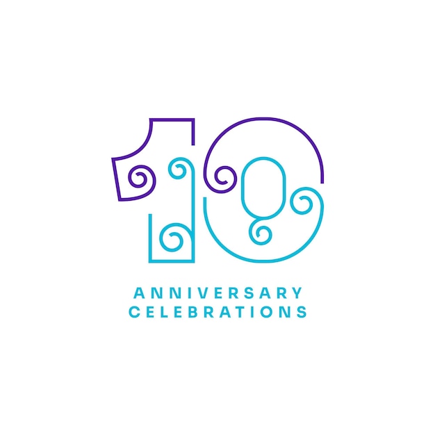 Vector 10 years anniversary celebrations logo concept