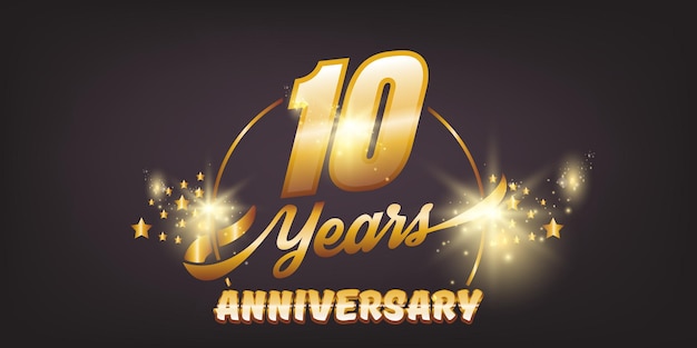 10 years anniversary emblem. anniversary badge or label. 10th celebration and congratulation design element.