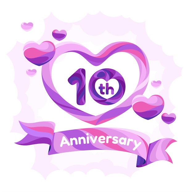 10 years anniversary vector icon logo greeting card Design element with slapstick for 10th anniversary