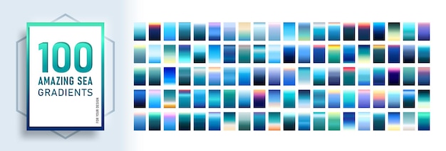 100 amazing sea gradients background set.