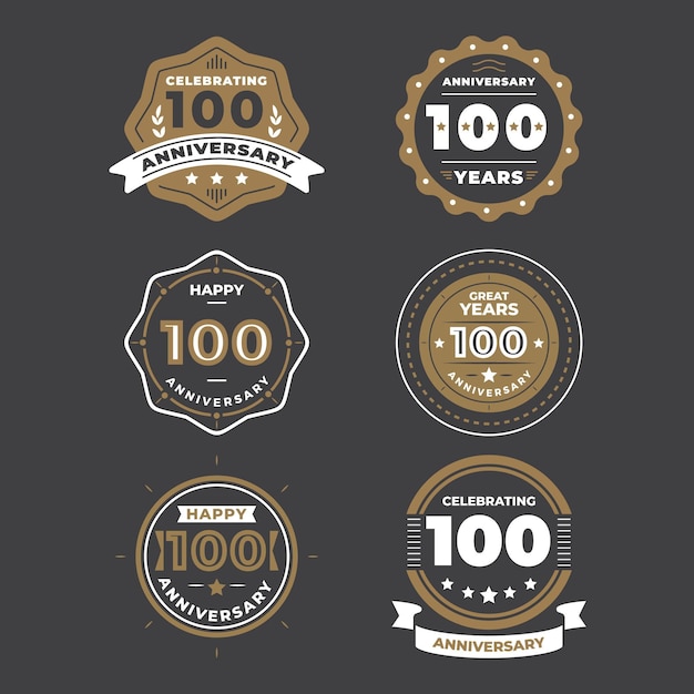 Vector 100 anniversary label collection