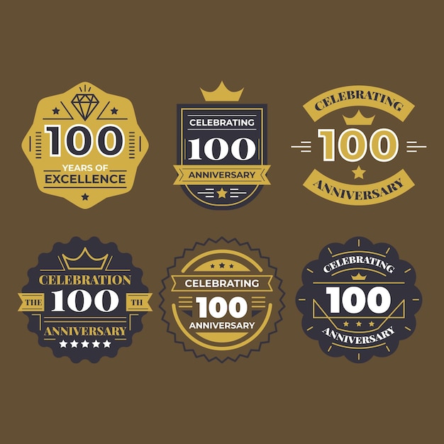 Vector 100 anniversary label collection