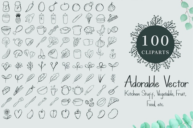 Vector 100 aquarel clipart