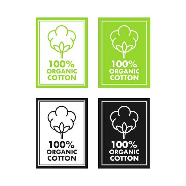 100 cotton label Natural fiber sign Vector stock illustration