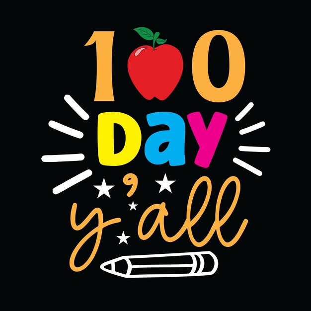 100 Dag van school svg t-shirt ontwerp