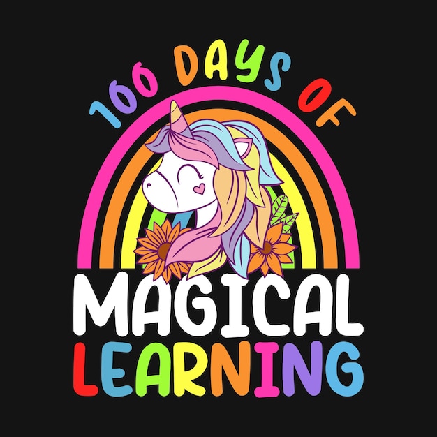 100 dagen magisch leren, 100ste schooldag ontwerpvector