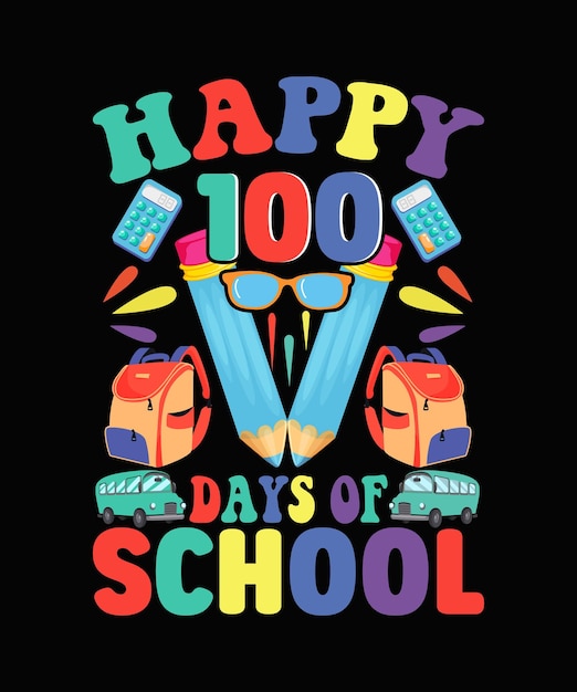 Vector 100 dagen school citaat t-shirt ontwerp vector