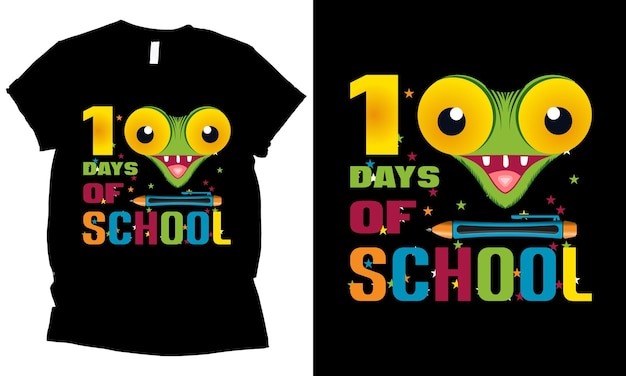 Vector 100 dagen school, kleurrijk grappig t-shirtontwerp voor kinderen.