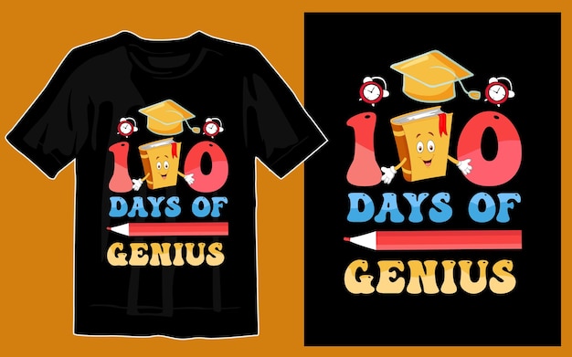 100 dagen school kleurrijk t-shirt ontwerp print klaar,