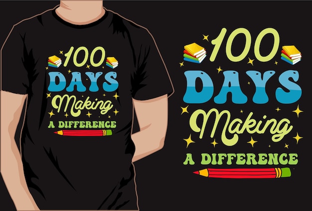 100 dagen school kleurrijk t-shirt vectorontwerp