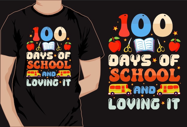 100 dagen school kleurrijk t-shirt vectorontwerp