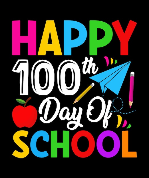 100 dagen school t shirt design, kids school element, vector