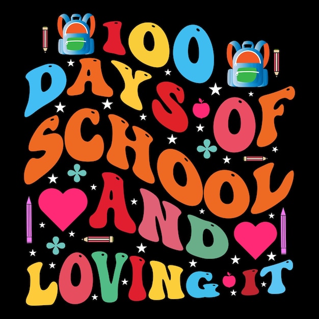 Vector 100 dagen school vector t-shirt design