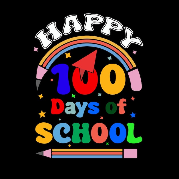 Vector 100 dagen t-shirt gelukkige 100 dagen school