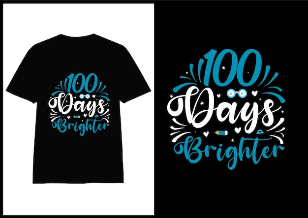 100 dagen van school kleurrijke typografie tshirt ontwerp vector voor print on demand,