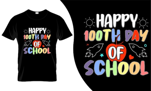 Вектор 100 дней в школе дизайн футболки. эти рыболовные футболки были бы лучшим предложением для детей.