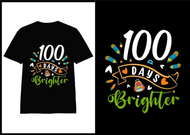 100 day of school colorful typography  tshirt design vector for print on demand,