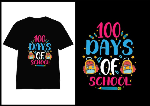 Vector 100 day of school colorful typography  tshirt design vector for print on demand,