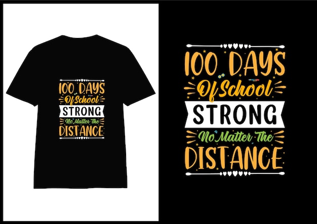 100 day of school colorful typography  tshirt design vector for print on demand,