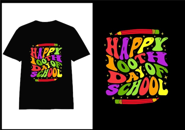 100 day of school colorful typography  tshirt design vector for print on demand,