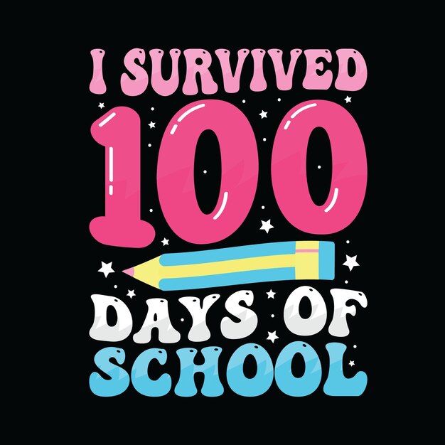 Vector 100 day of school svg tshirt design