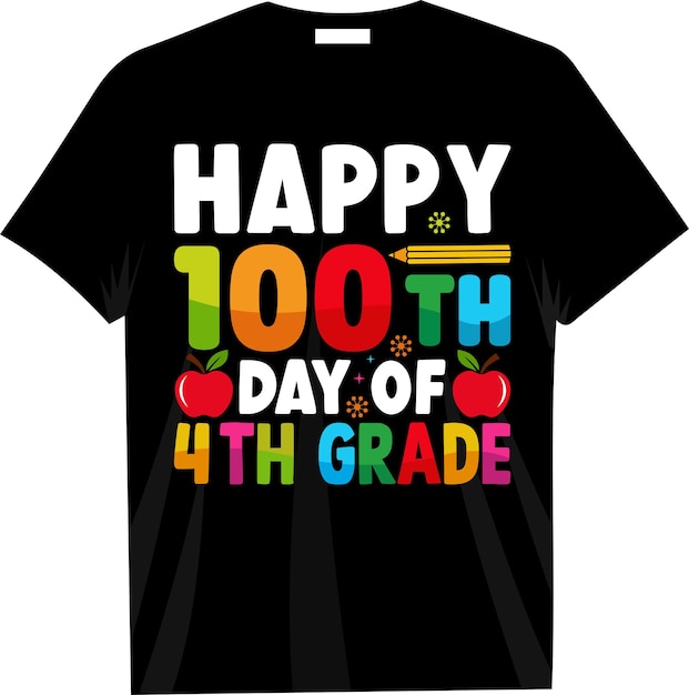 Вектор 100 дней школы дизайн футболки prek