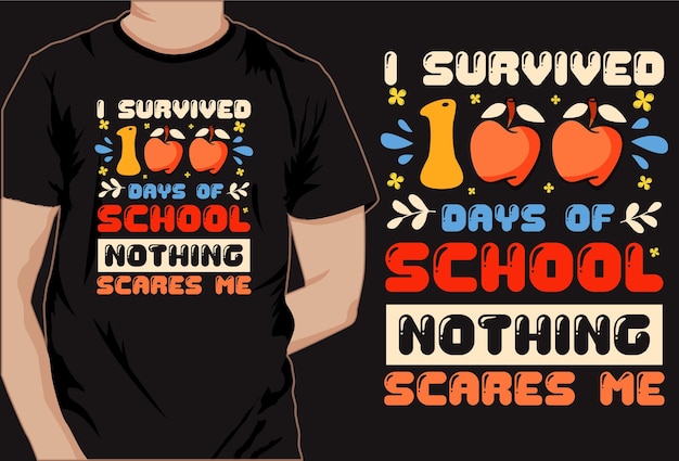 100일의 학교 다채로운 티셔츠 벡터 디자인