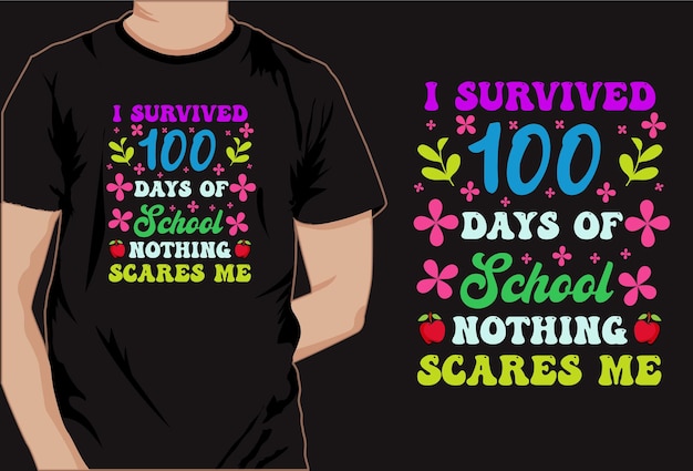 100 days of school colorful t shirt vector design