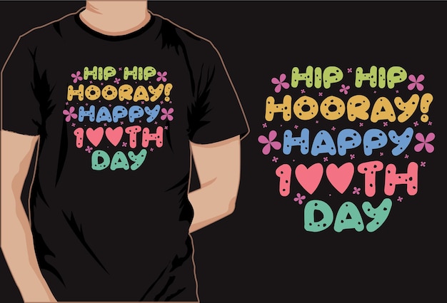 100 days of school colorful t shirt vector design